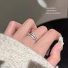 Anillo Serpiente Espíritu Diamante Flash plata Anillo de Dedo Abierto Textura de Alta Gama Simple Combinable Moderno Cool