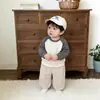 Conjunto de Sudadera con Bloques de Color y Mangas Raglán para Niños, Estilo Primavera y Otoño, Pantalones Casuales de Pierna Ancha para Niños, Conjunto de Dos Piezas de Moda Estilo Coreano para Bebés