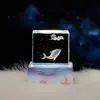 Luz de noche de cristal, lámpara de noche creativa de medusa, adorno de cristal, base luminosa de resina, luz ambiental, regalo de acuario