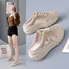 Q070 Verão Novo Meio Chinelo ins2026 Estilo Coreano Malha Respirável Estudante Sapatos Fechados no Dedo do Pé Casuais Sola Grossa Aumento de Altura