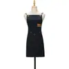 Delantal 236 lona impermeable WM de doble hebilla en los hombros estilo unisex para tiendas de té de leche, cafeterías, ropa de trabajo