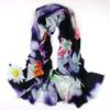 Bufanda de Lana 80% Estampado Digital al por Mayor Otoño e Invierno Chal de Cachemira para Mujer Planta Floral Artístico Retro
