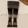 Leggings extragrues de 500 g, estilo invierno, engrosados, elegantes, adecuados como prenda exterior, calentadores de piernas a prueba de viento, calentadores de piernas estampados, pantalones infantiles de retazos, fábrica mayorista