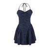 Vestido a Rayas Ajustado Estilo Europeo y Americano Amazon para Mujer Tirante de Cuello Halter Color Oscuro Claro Poliéster Otros