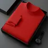 Suéter de punto de lana fina para hombre, cuello medio alto, manga larga, para otoño e invierno, simple, casual, color liso, suéter base de lana
