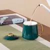 Taza de Té de Cerámica, Taza de Té Kung Fu, Taza de Preparación con Separación de Té y Agua, Taza de Oficina con Tapa y Filtro, Artículo de Regalo