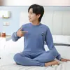 26 Conjunto de Duas Peças Quente de Lã Espessa para Casa Outono/Inverno Modelo Novo para Meninos e Meninas com Roupa Íntima Térmica de Gola Média