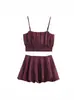 Traje Sexy de Chica Caliente para Mujer, Top de Tirantes Corto Estilo Globo 7969256, Pantalones Culotte de Linterna, Falda Corta 9532606
