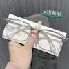 Armações de Óculos Meio Aro Estilo Business da Moda Tr Armação Quadrada Masculina Óculos Sem Grau Anti-Luz Azul Podem Ser Equipados com Lentes de Grau Tendência