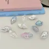 Contas de Concha Coloridas Acrílicas Bicolores com Furo Reto Galvanizadas a UV, Contas Soltas de Concha Iridescentes com Furo Passante, Acessórios de Miçangas para Corrente de Celular DIY