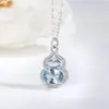 Colar de Zircônia Azul Marinho em Prata de Lei S925 Formato de Cabaça para Mulheres, Exquisito Estilo Chinês Novo da Tendência Nacional, Corrente para Clavícula de Sorte e Prosperidade, Fashion