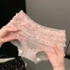 Jardín Secreto Rosa Nocturno~Nuevo estampado floral, bragas sexys de encaje, transparentes y transpirables, con refuerzo de algodón puro, bragas de triángulo para mujer