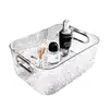 Caixa Organizadora de Acrílico Transparente com Padrão de Onda d'Água de Luxo Leve para Mesa de Casa Organizador de Cosméticos Skincare Utensílios Cesta de Armazenamento