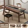 Juego de mesa y sillas para apartamentos pequeños, moderno minimalista, restaurante de comida rápida casual, uso comercial, sillas de cuerno de vaca de cuero, combinación de mesa rectangular