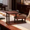 Armário de Mesa de Madeira Maciça para Objetos Curiosos Xícara de Chá Conjunto de Chá Suporte de Exibição Wenwan Pequenos Enfeites Estatuetas Prateleira de Armazenamento em Camadas Mesa de Exibição de Madeira