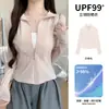 Chamarra K2696 con protección UV, cierre, cuello alto de nylon, para sol, para mujer, top de corte ajustado para primavera/verano