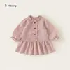 Ropa para Niños Bangxuan Vestido de Princesa para Niñas Bebé Cuello con Volantes Vestido para Niños Primavera y Otoño Nuevo Holgado Manga Larga Falda para Niñas