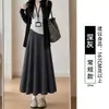 Saia mochi feminina estilo coreano, novo modelo outono 2026, modeladora e com caimento fluido, saia longa casual de cintura alta em A para mulheres baixinhas