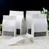 Bolsas de Empaque de Alimentos Escarchadas con Ventana, Bolsas Auto Sellables de Fondo Plano, Bolsas para Nueces, Bolsas para Té, Bolsas Auto Sellables de Papel Kraft, Bolsas con Sello de Ocho Lados
