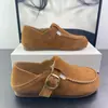 Zapatos Birkenstock Retro Bosque de Cuero Genuino para Mujer 2025 Otoño Nuevos Versátiles Cómodos Suela Suave Mocasines de Dos Usos
