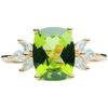 Anillo de olivino natural de imitación de nuevo estilo para mujer, diseño de nicho, fresco, simple, color verde amarillento, anillo tesoro ajustable de boca abierta