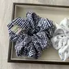 Cuerda para el cabello a cuadros azules y blancos, elegante y artística retro, con diseño floral pequeño para el intestino grueso, aro para el cabello, accesorios para el cabello de cola de caballo que combinan con todo para chica Mori