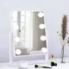 Espelho de Maquiagem LED com Luzes Estilo Europeu e Americano Espelho de Mesa de Metal com Lâmpadas Espelho de Maquiagem Luz de Hollywood