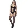 Lencería Sexy Estilo Europeo y Americano, Medias de Malla Negra Sexy con Calados, Medias Transparentes Sedcutoras de Entrepierna Abierta para Mujer