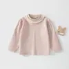 Nuevo suéter de punto suave y acogedor para bebé de otoño, cuello redondo, top versátil, camiseta básica elegante de manga larga para bebé estilo coreano