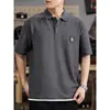 Camiseta Polo Patchwork Pesada de Verão com Gola Manga Curta Camisa Polo Masculina Solta Tamanho Grande Pessoas Gordas Extra Grande Masculina Manga Curta