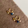 Nuevos Pendientes con Colgante de Piedra Natural y Cuentas Estilo Étnico Retro Chino Color Contrastante Joyería Otoño e Invierno Mujer