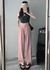 Calça de Terno 2024 Feminina de Alta Qualidade Caída Primavera e Outono Nova Elegante Cintura Alta Reta Casual Estreita Perna Larga