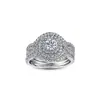 Tong Lin Europa y Estados Unidos moda transfronteriza nuevo s925 plata esterlina chapado oro 18K circón anillo de diamantes anillo de tres piezas para mujer