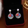 Pendientes de Flor de Goteo de Aceite Coloridos Estilo Jardín Monet Francés Estilo Mori Lujo Ligero Gama Alta Fresco Moda Temperamento Pendientes