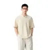 2026 Nova Camiseta Básica Masculina Texturizada com Listras Verticais, Camiseta Masculina de Manga Curta com Gola V, Camiseta Masculina Plus Size de Manga Meia-Manga com Caimento Solto