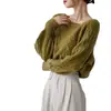 Suéter para Mujer 2026 Otoño e Invierno Nuevo Estilo Coreano Holgado Cuello Cuadrado Grueso Trenzado de Punto Prendas de Abrigo Ceñido a la Cintura Adelgazante Top de Punto