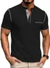 Ropa para hombre transfronteriza top con cuello Henry Amazon verano color liso media cremallera casual transpirable camiseta deportiva para hombre