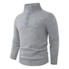 2026 Transfronterizo Hombres Otoño/Invierno Nuevo Estilo Perezoso Color Sólido Cuello Revertido Suéter Jersey Tejido Talla Grande Camisa Base Casual