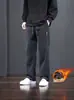 Pantalones Casuales Gruesos de Pana con Felpa Plus para Hombre, Otoño Invierno, Modernos, Cómodos, para el Trabajo, Holgados, Pierna Recta, Largos