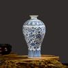 Cerâmica Jingdezhen Antiga Porcelana Fina Azul e Branca Vaso Ornamentos para Sala de Estar Arranjo de Flores para Casa Artesanato Decorativo Ornamentos