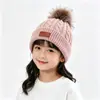 Suministro Especial Transfronterizo Nuevo Otoño e Invierno Gorro de Punto con Pompón para Niños Calidez para Exteriores Protección contra el Frío Borde Enrollado Gorro de Lana Gorro para el Frío