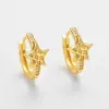 Brincos Europeus e Americanos Transfronteiriços de Zircônia Nova Estrela de Cinco Pontas Vintage, Estilo Personalizado de Alto Padrão, Brincos de Clipe Elegantes para Mulheres, Brincos Luxuosos