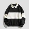 Otoño 2023 marca de moda coreana suéter a rayas de color contrastante estilo Hong Kong camiseta de manga larga abrigo para pareja top hombre