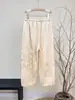Pantalones Ajustados de Jacquard Polar Estilo Chino Nuevos Invierno 2025 Nuevos Color Sólido Versátiles Cintura Elástica Casual Simples para Mujer