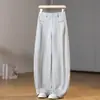 Calças Casuais Femininas de Tencel, Novo Estilo Outono 2026, Calças Retas Retro Chiques, Elegantes de Cintura Alta, Drapadas, Calças Versáteis de Perna Curva