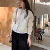 Suéter Corto de Color Sólido Estilo Coreano Nuevo Abrigo de Otoño e Invierno para Mujer Cárdigan con Cremallera Holgado Adelgazante Suéter de Punto de Manga Larga