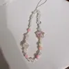 Alça de celular em acrílico com contas, estilo Instagram, com estrelas e laços, pingente fofo e fresh para bolsa