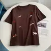 2026 Novo Estilo Body Completo Moda Pônei Bordado Estilo Coreano Camiseta de Manga Curta Escovada Primavera Simples Nicho Top Versátil