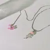 Collar Colgante de Medusa Rosa Gelatinosa Flotante Europeo y Americano, Diseño de Nicho de Lujo Ligero, Cadena para Clavícula Ajustable Libremente