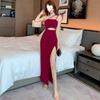 Vestido Sexy com Fenda Estilo Novo 2025 com Decote Profundo, Toque de Luxo, Alça de Um Ombro Vestido Longo, Vestido de Festa com Design Único